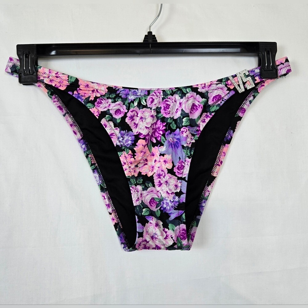 Victoria's Secret Swim Floral VS Shine Rhinestone Brazilian‎ Bikini Bottom XXL